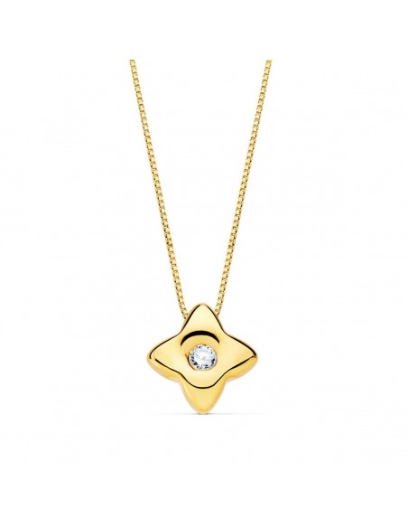 18K GARGANTILLA ORO AMARILLO ESTRELLA 5,5MM DIAMANTE 0,020QT. G-VS2. CADENA 42CM