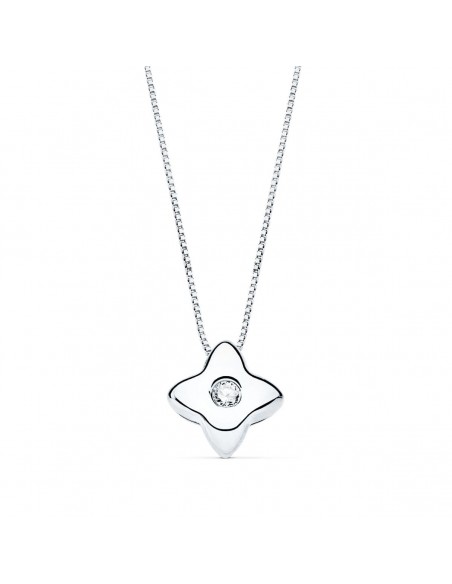 18K GARGANTILLA ORO BLANCO ESTRELLA 5X5MM DIAMANTE 0,015QT. G-VS2. CADENA 42CM