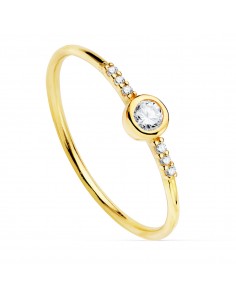 18K SORTIJA ORO AMARILLO DIAMANTES DE LABORATORIO 0 140  QTS. G-VS2. DIAMANTE 3 MM Y 6 DE 1 MM