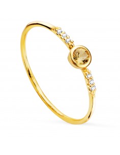 18K SORTIJA ORO AMARILLO 6 DIAMANTES DE LABORATORIO 0 030 QTS. G-VS2. CITRINO 3 MM