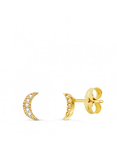 18K PENDIENTES ORO AMARILLO LUNA DIAMANTES 0.05 CTS. SI-H 7X3 MM PRESION