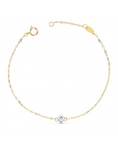 18K PULSERA ORO BICOLOR CHATON DE ROMBO CON DIAMANTE LABORATORIO VS2-G 0 015  QTS. LARGO: 19CM