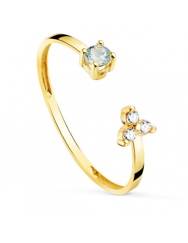 18K SORTIJA ORO AMARILLO DIAMANTES DE LABORATORIO  0 045 QTS. VS2-G Y AGUAMARINA NATURAL 3 MM