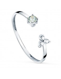 18K SORTIJA ORO BLANCO DIAMANTES DE LABORATORIO  0 045 QTS. VS2-G Y AGUAMARINA NATURAL 3 MM