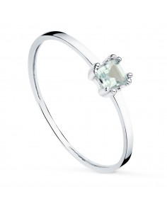 18K SORTIJA ORO BLANCO AGUAMARINA NATURAL 4X3 MM. ANCHO CUERPO: 1 10 MM