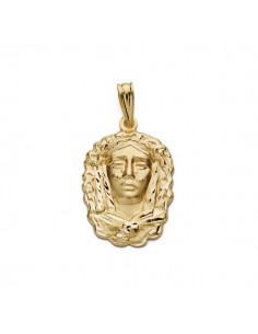 18K MEDALLA SILUETA VIRGEN MARIA DE LA O 22 X 15 MM TALLADA