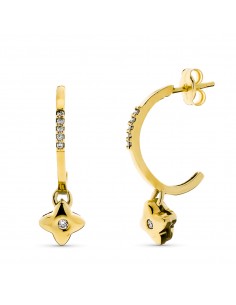 18K AROS ORO AMARILLO CON COLGANTE CHATON Y DIAMANTES LABORATORIO VS2-G 0 160 QTS. MEDIDA: 23X3 MM
