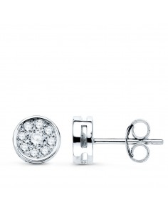18K PENDIENTES ORO BLANCO CON 18 DIAMANTES LABORATORIO VS2-G 0 360 QTES. MEDIDA: 7X7 MM. CIERRE PRESION