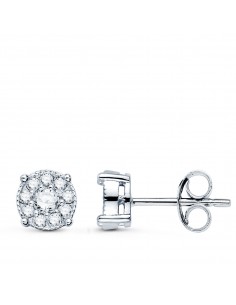 18K PENDIENTES ORO BLANCO 20 DIAMANTES LABORATORIO 0 365 QTES VS2- G. MEDIDA: 7X7 MM. CIERRE PRESION