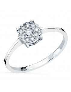 18K SORTIJA ORO BLANCO CON DIAMANTES LABORATORIO CUAJO 7X7 MM 0 182 QTS. VS2-G