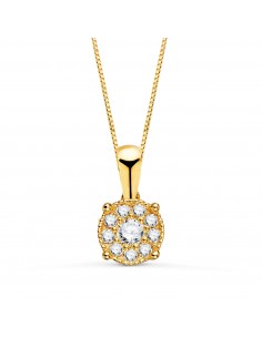 18K COLGANTE ORO AMARILLO CON DIAMANTES LABORATORIO 0 182 QTS - VS2 G. MED: 6.5MM. CADENA 42-3CM