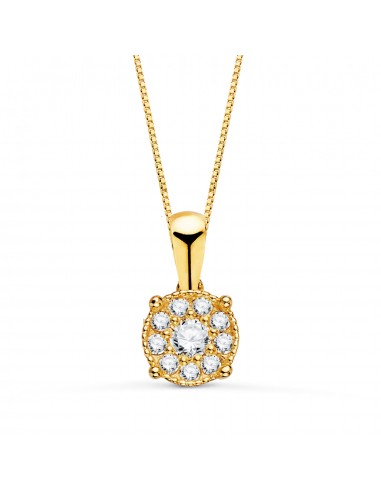 18K COLGANTE ORO AMARILLO CON DIAMANTES LABORATORIO 0 182 QTS - VS2 G. MED: 6.5MM. CADENA 42-3CM