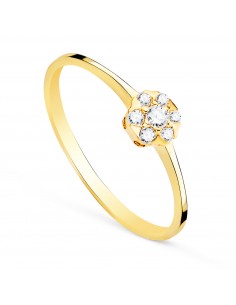 18K SORTIJA ORO AMARILLO CON DIAMANTES LABORATORIO  CUAJO 5X5 MM 0 127 QTS. VS2-G