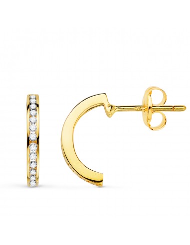 18K AROS ORO AMARILLO ABIERTOS CON 28 DIAMANTES LABORATORIO 0 225 QTS VS2-G. MEDIDA: 13X 1 5 MM CIERRE PRESION