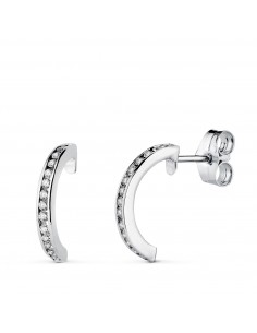 18K AROS ORO BLANCO ABIERTOS CON 28 DIAMANTES LABORATORIO 0 225 QTS VS2-G. ALTO: 13 X 1 5 MM CIERRE PRESION
