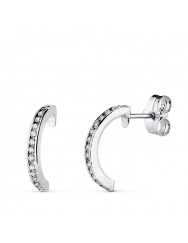 18K AROS ORO BLANCO ABIERTOS CON 28 DIAMANTES LABORATORIO 0 225 QTS VS2-G. ALTO: 13 X 1 5 MM CIERRE PRESION