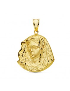 18K MEDALLA ORO AMARILLO VIRGEN MACARENA SILUETA 28X24 MM