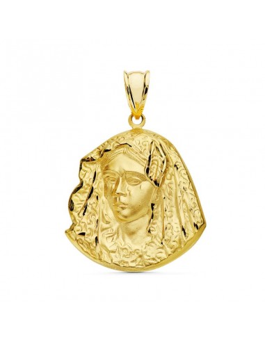 18K MEDALLA ORO AMARILLO VIRGEN MACARENA SILUETA 28X24 MM