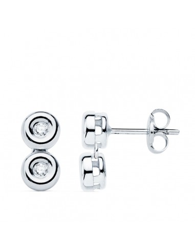 PENDIENTES ORO BLANCO CHATON 4 BRILLANTES 0,08 QTES. 1.7 MM VS2-G. 11 X 5,5 MM