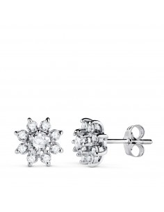 18K PENDIENTES ORO BLANCO CUAJO CON 18 DIAMANTES LABORATORIO 1 00 QTES  G-VS2. 9X9 MM. CIERRE PRESION