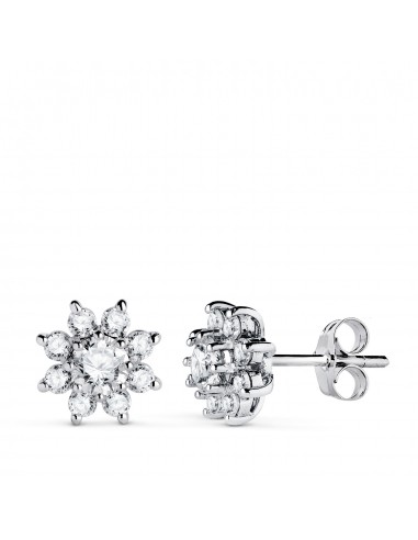 18K PENDIENTES ORO BLANCO CUAJO CON 18 DIAMANTES LABORATORIO 1 00 QTES  G-VS2. 9X9 MM. CIERRE PRESION