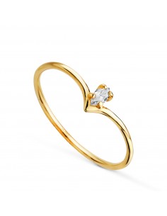 18K SORTIJA ORO AMARILLO PICO DIAMANTE LABORATORIO TALLA MARQUIS 0 067 QTES. G-VS2. ANCHO: 5MM