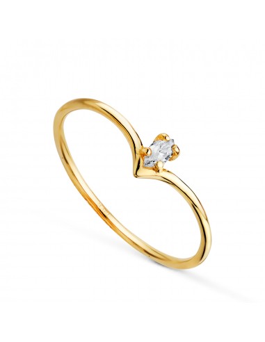 18K SORTIJA ORO AMARILLO PICO DIAMANTE LABORATORIO TALLA MARQUIS 0 067 QTES. G-VS2. ANCHO: 5MM