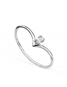 18K SORTIJA ORO BLANCO PICO DIAMANTE LABORATORIO TALLA MARQUIS 0 067 QTES. G-VS2. ANCHO: 5MM