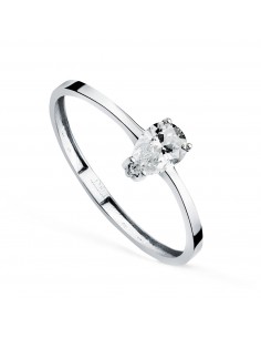 18K SORTIJA ORO BLANCO DIAMANTE LABORATORIO TALLA PERA 0 35 QTES. VS2 - G. ANCHO: 6 MM