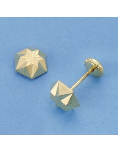 18K PENDIENTES ESTRELLA TALLADO. 8 X 8 MM.