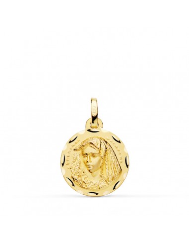 18K MEDALLA ORO AMARILLO VIRGEN MACARENA 16 MM TALLADA