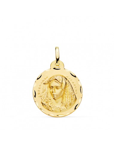 18K MEDALLA ORO AMARILLO VIRGEN MACARENA TALLADA 20 MM