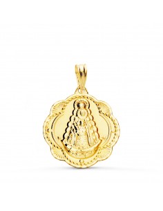 18K MEDALLA ORO AMARILLO VIRGEN DEL ROCIO PANDERETA 22 X 20 MM