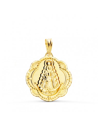 18K MEDALLA ORO AMARILLO VIRGEN DEL ROCIO PANDERETA 22 X 20 MM