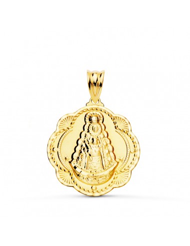 18K MEDALLA ORO AMARILLO VIRGEN DEL ROCIO PANDERETA 25X22 MM