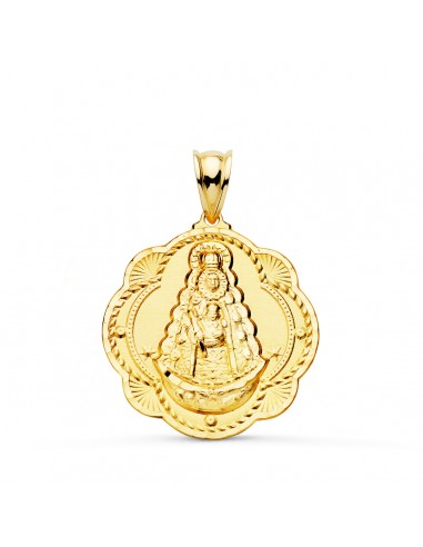 18K MEDALLA ORO AMARILLO VIRGEN DEL ROCIO PANDERETA 26X24 MM