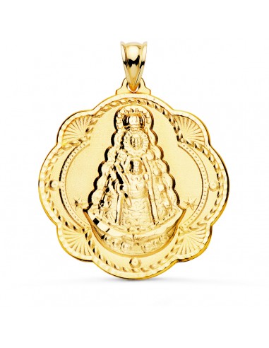 18K MEDALLA ORO AMARILLO VIRGEN DEL ROCIO PANDERETA 40X36 MM