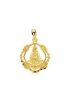 18K MEDALLA ORO AMARILLO VIRGEN DEL ROCIO PANDERETA 20X17 MM