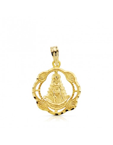 18K MEDALLA ORO AMARILLO VIRGEN DEL ROCIO PANDERETA 20X17 MM