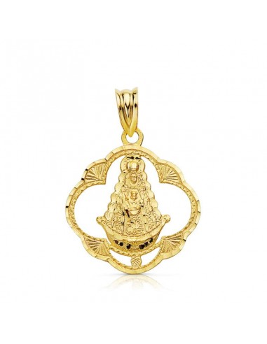 18K MEDALLA ORO AMARILLO VIRGEN DEL ROCIO PANDERETA 25X22 MM