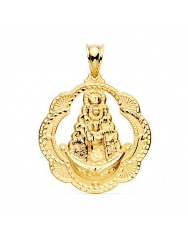 18K MEDALLA ORO AMARILLO VIRGEN DEL ROCIO PANDERETA 35X33 MM