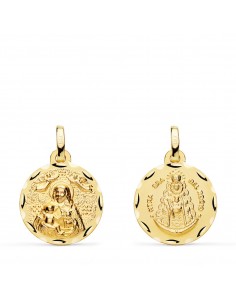 18K MEDALLA ORO AMARILLO ESCAPULARIO ORO AMARILLO VIRGEN DE LA CINTA Y VIRGEN DEL ROCIO 16 MM