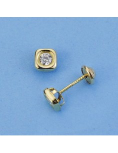 18K PENDIENTES ORO AMARILLO CIRCONITA. 5 X 5 MM.