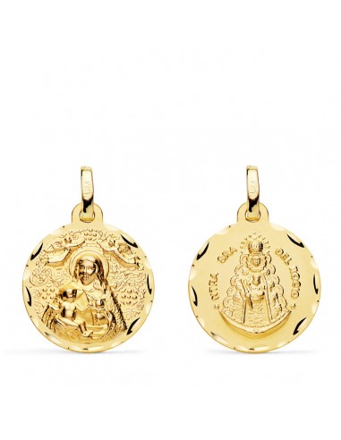18K MEDALLA ORO AMARILLO ESCAPULARIO ORO AMARILLO VIRGEN DE LA CINTA Y VIRGEN DEL ROCIO 18 MM
