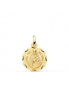 18K MEDALLA ORO AMARILLO VIRGEN DEL ROCIO TALLADA 16 MM