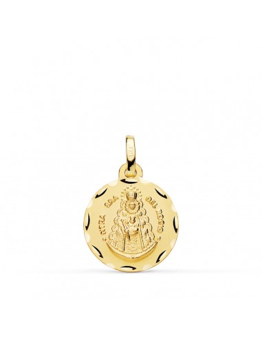 18K MEDALLA ORO AMARILLO VIRGEN DEL ROCIO TALLADA 16 MM