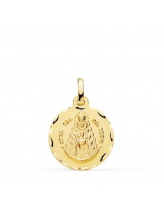 18K MEDALLA ORO AMARILLO VIRGEN DEL ROCIO TALLADA 18 MM