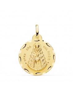18K MEDALLA ORO AMARILLO VIRGEN DEL ROCIO TALLADA 24 MM