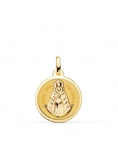 18K MEDALLA ORO AMARILLO VIRGEN DEL ROCIO BRILLO 18 MM
