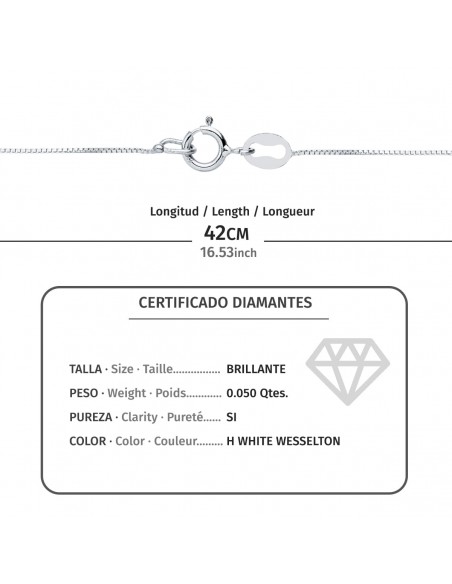 18K GARGANTILLA CRUZ 8,5 X 6,5MM.11 DIAMANTES 0,05QT.CADENA VENECIANA 45CM.G-VS2